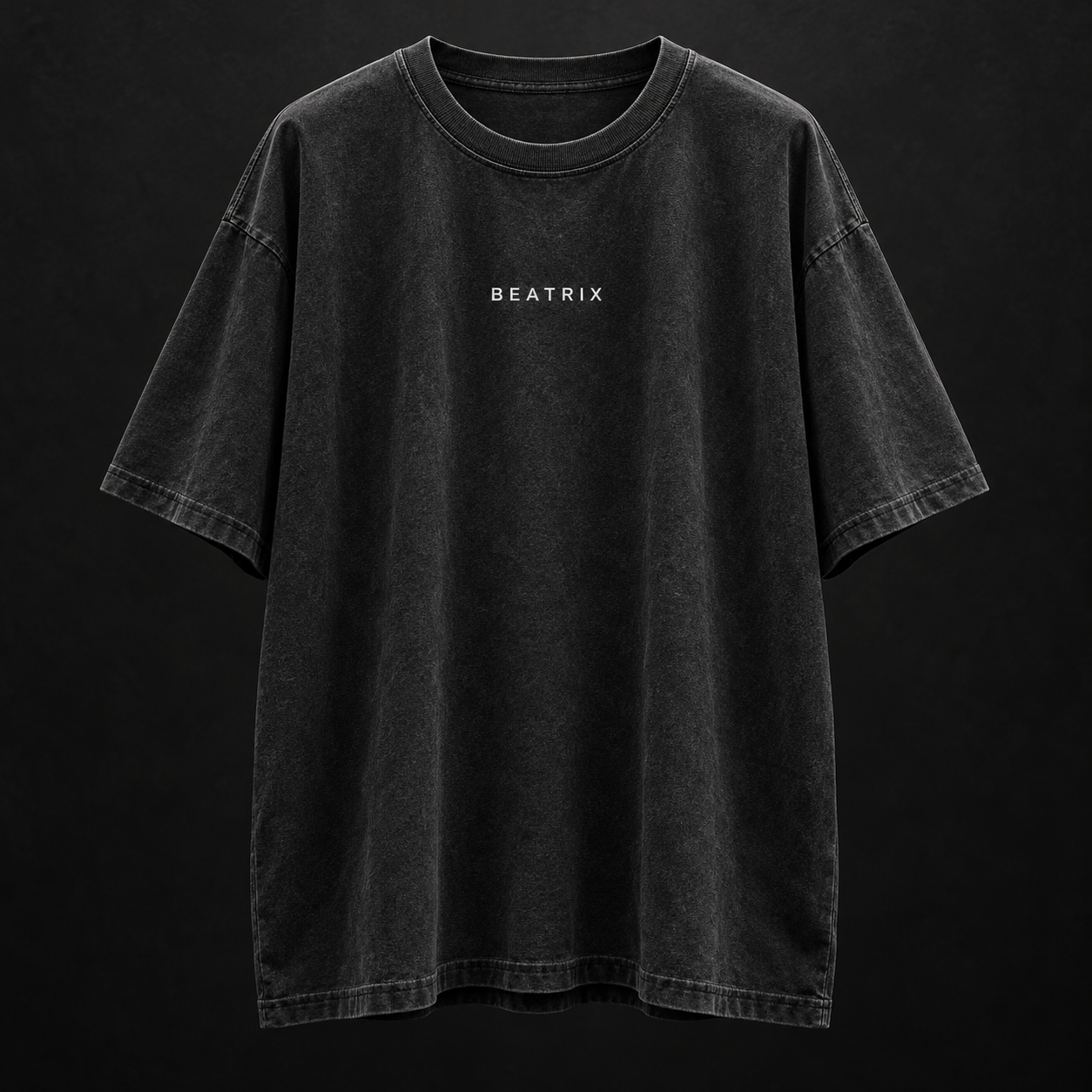 Washed black oversized BEATRIX T-shirt, front view